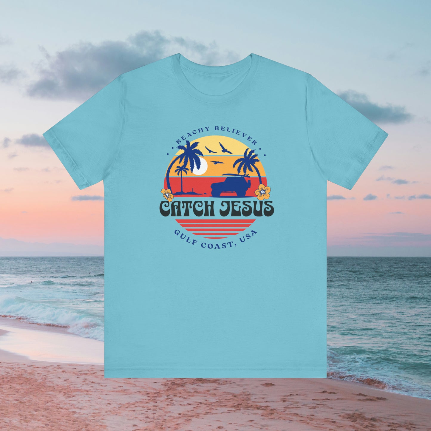 Off Road Surf Sunset, Catch Jesus, Christian T-Shirt