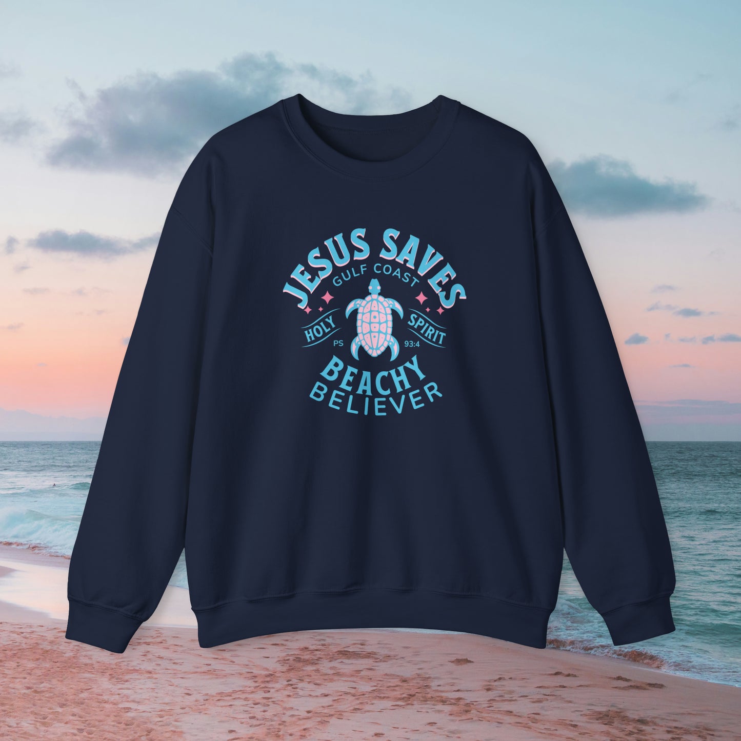 Jesus Saves, Sea Turtle Crewneck Sweatshirt