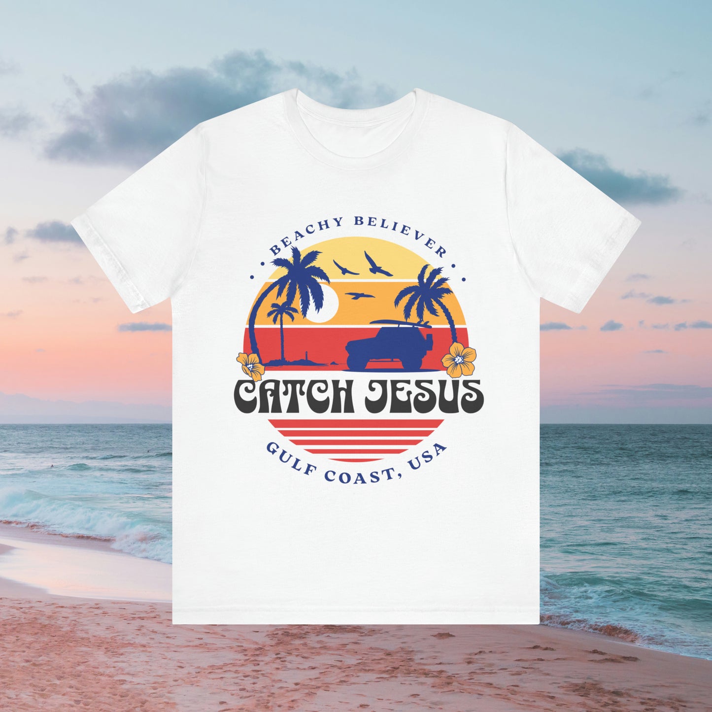 Off Road Surf Sunset, Catch Jesus, Christian T-Shirt