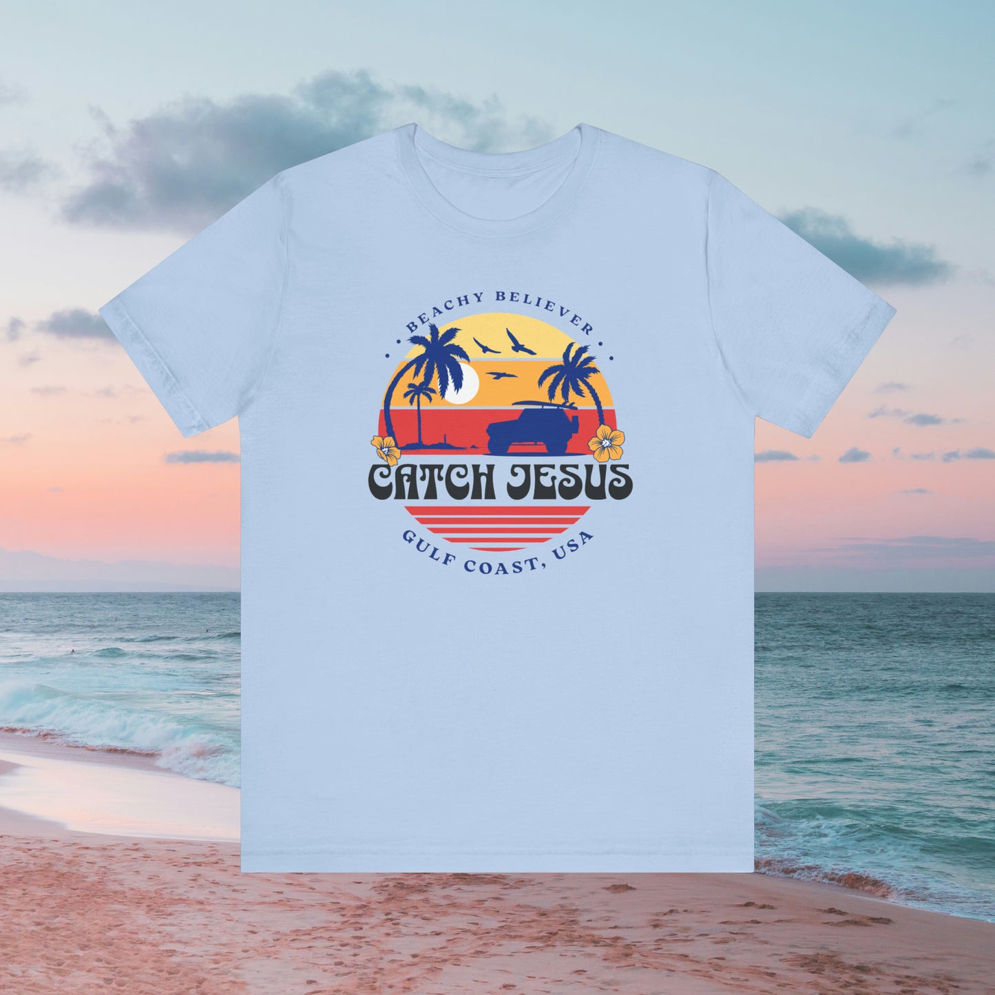 Off Road Surf Sunset, Catch Jesus, Christian T-Shirt