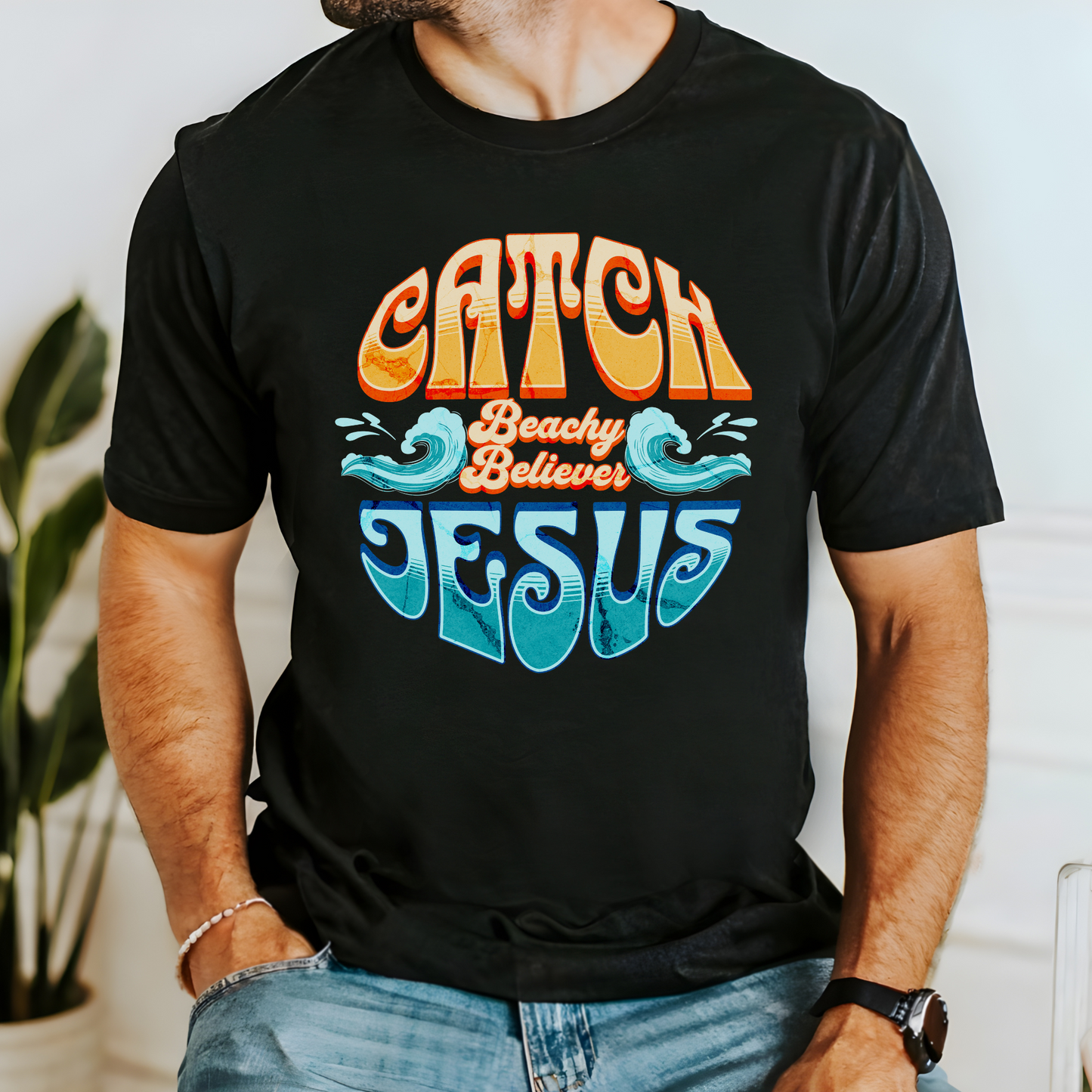 Round Wave Catch Jesus With Waves T-Shirt