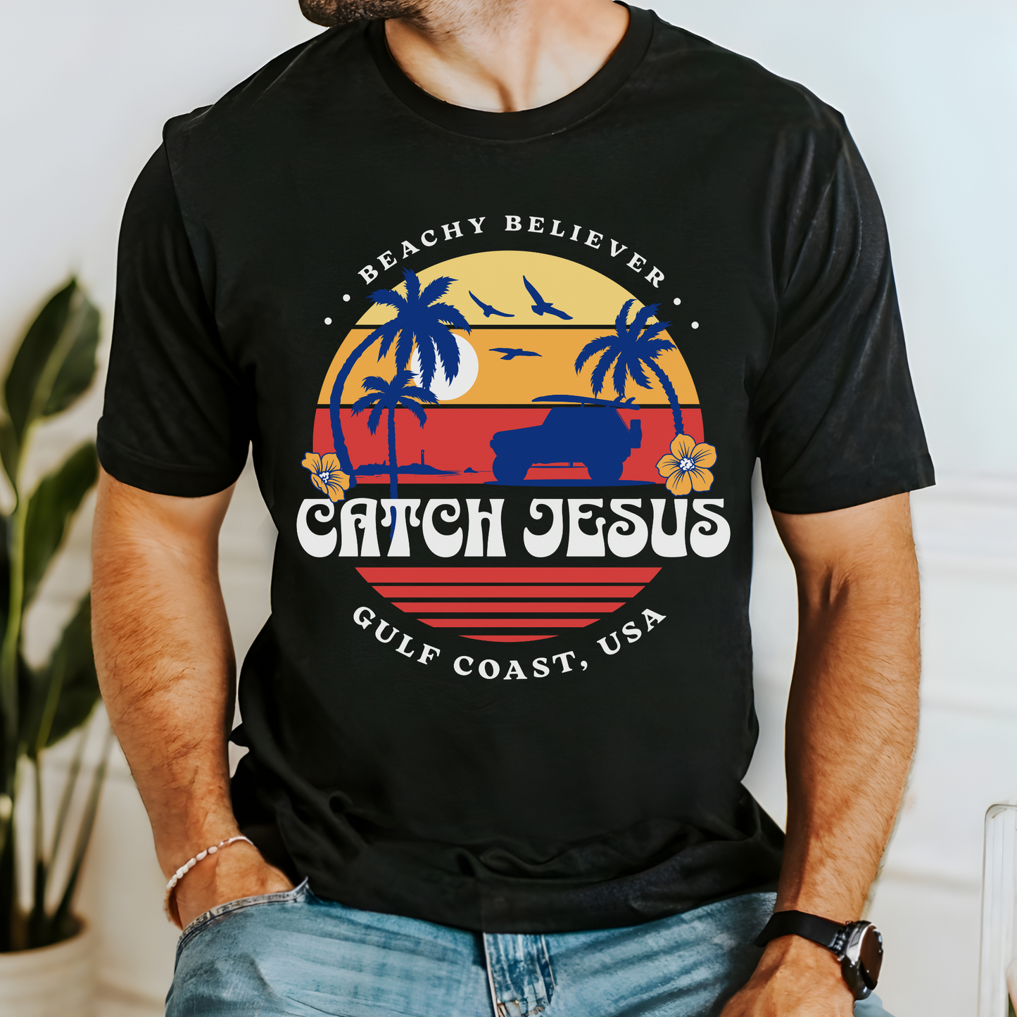 Off Road Surf Sunset, Catch Jesus, Christian T-Shirt