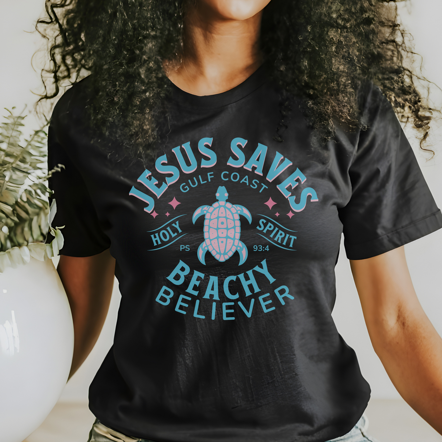 Jesus Saves Turtle Beachy Believer, Christian T-Shirt