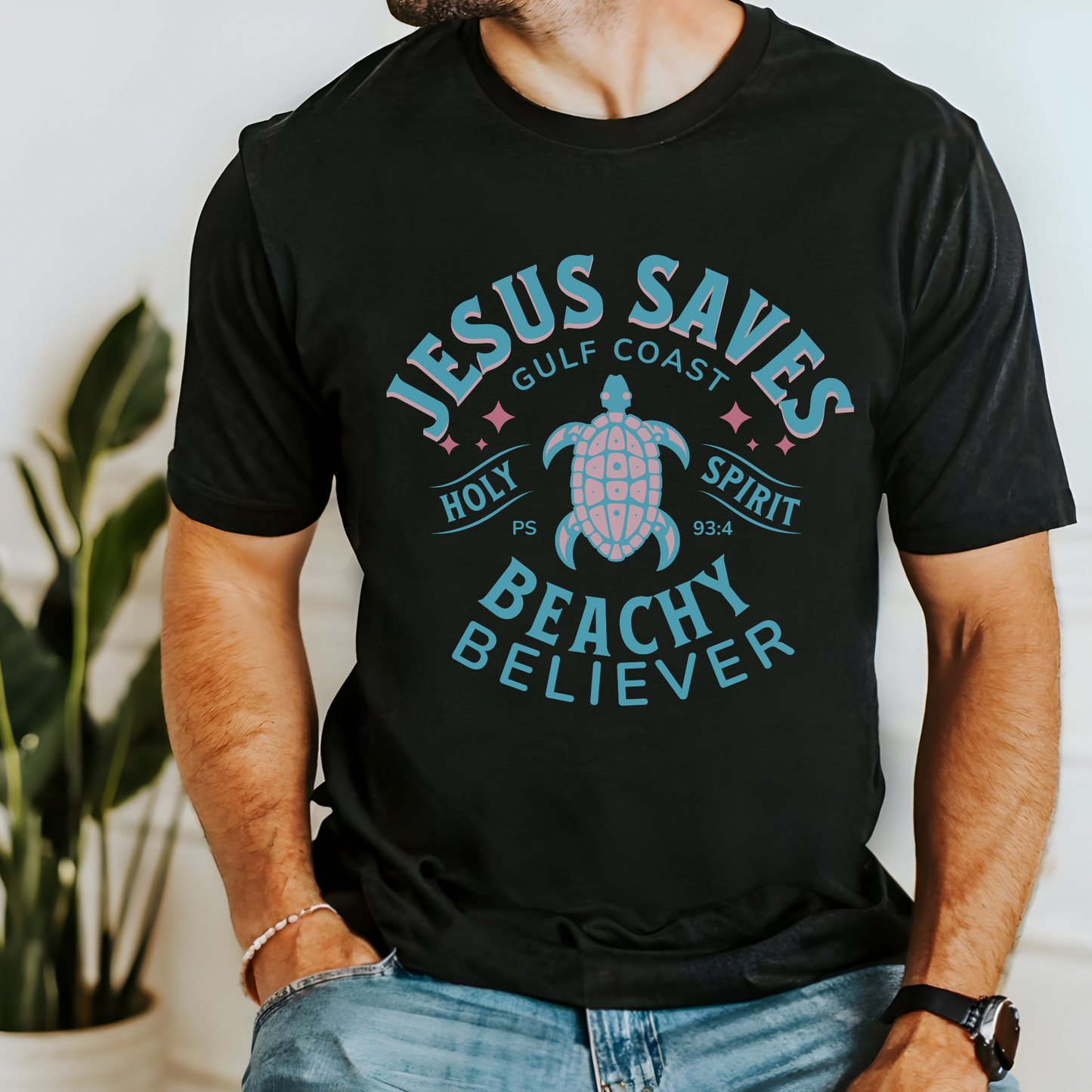 Jesus Saves Turtle Beachy Believer, Christian T-Shirt