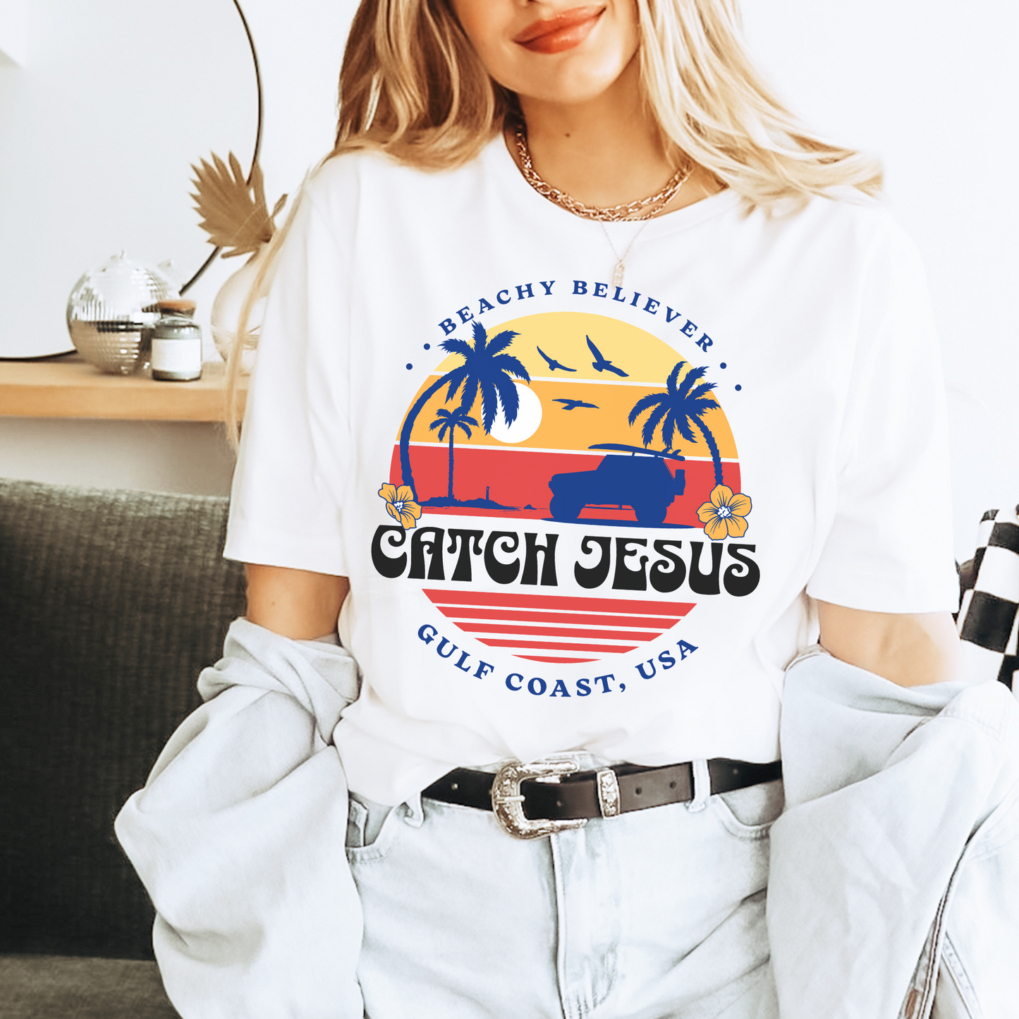 Off Road Surf Sunset, Catch Jesus, Christian T-Shirt