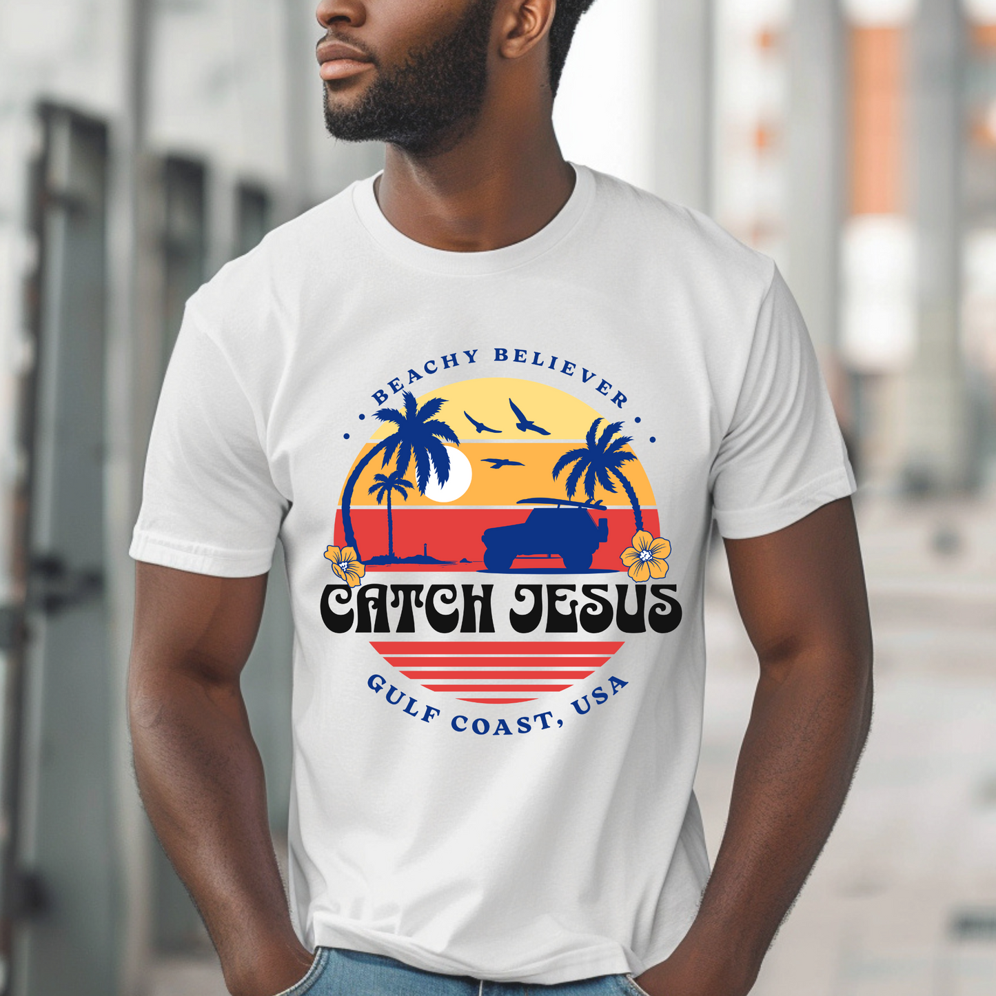 Off Road Surf Sunset, Catch Jesus, Christian T-Shirt